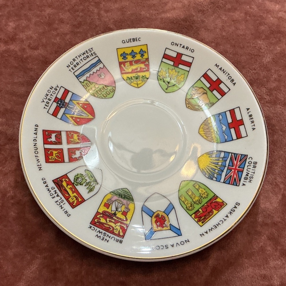 Vintage Quality Goods Canada Provinces Crests Souvenir Saucer Plate 4.75in